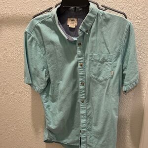 Vans Men's Aqua Short Sleeve Button Down Shirt